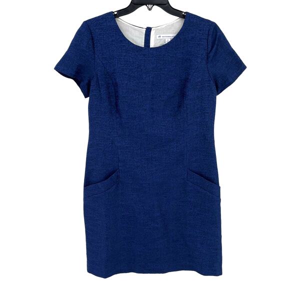 Southern Tide Paislee Tweed Navy Blue Sheath Dress Womens Size 8 Exposed Zipper - Picture 1 of 7